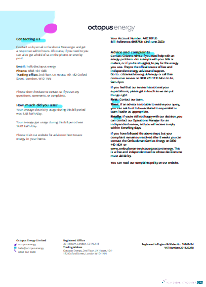 Download Octopus Energy utility business bill SCR page 3 Photoshop template